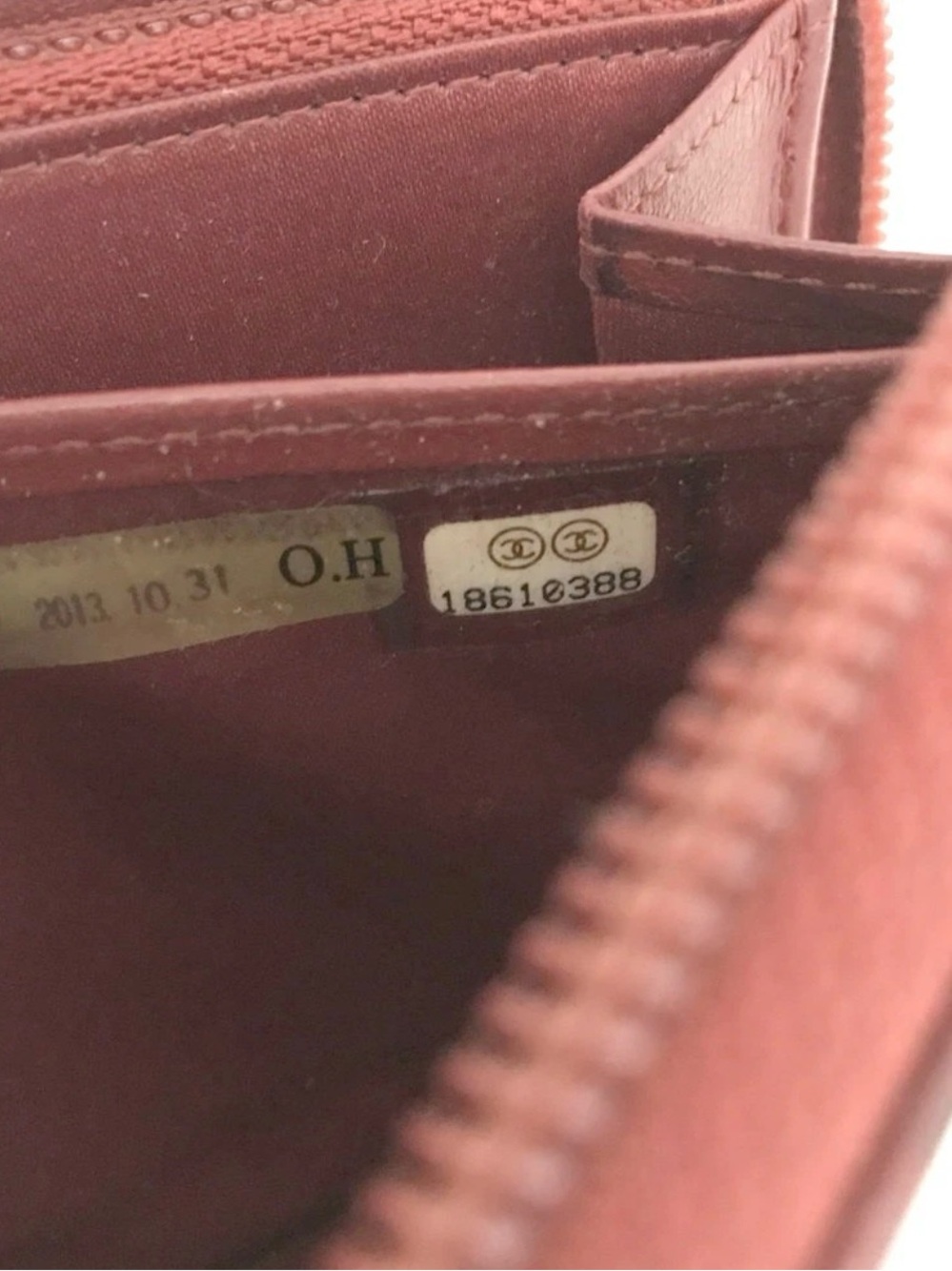CHANEL Burgundy Camellia Embossed Leather Zip Wallet with CC Logo - Picture 6 of 6